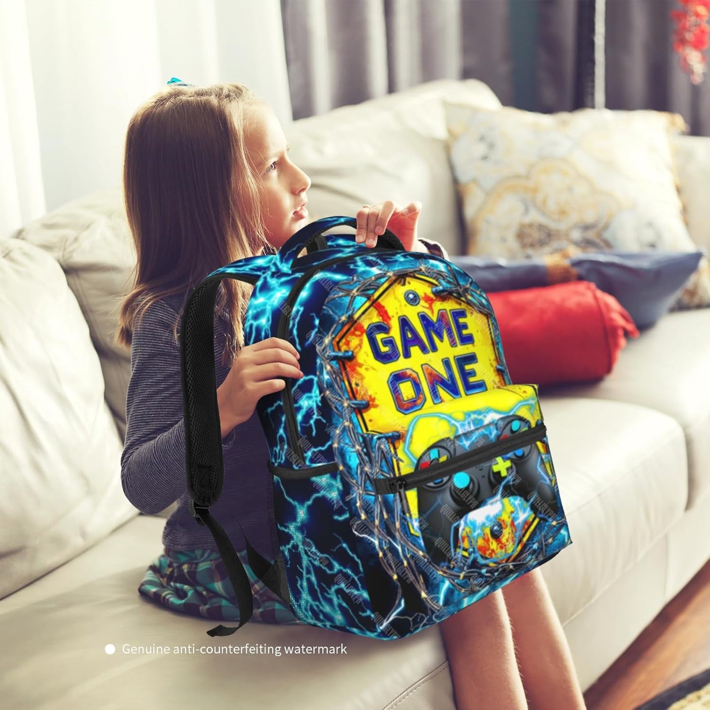 School Backpack For Boys Abstract Gamepad Boy Backpack For Kids Children Teens Elementary Middle School Boy Backpacks Ages 6-18 Video Games Bookbag back pack