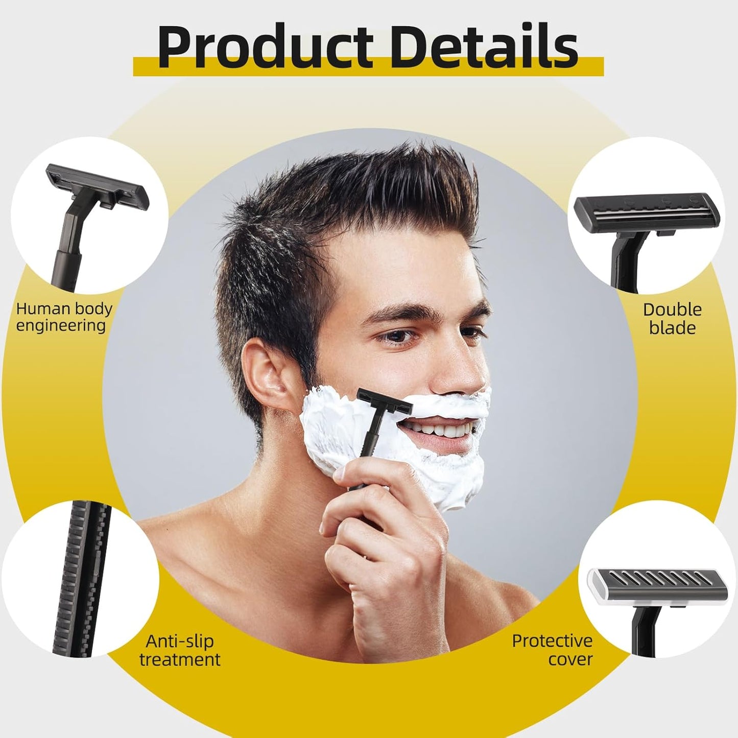 150 Pack Individually Wrapped Twin Blade Razors with Clear Safety Cap,Multipurpose Portable Shave Razor for Bathing Hotel Travel,Black(150 Count)