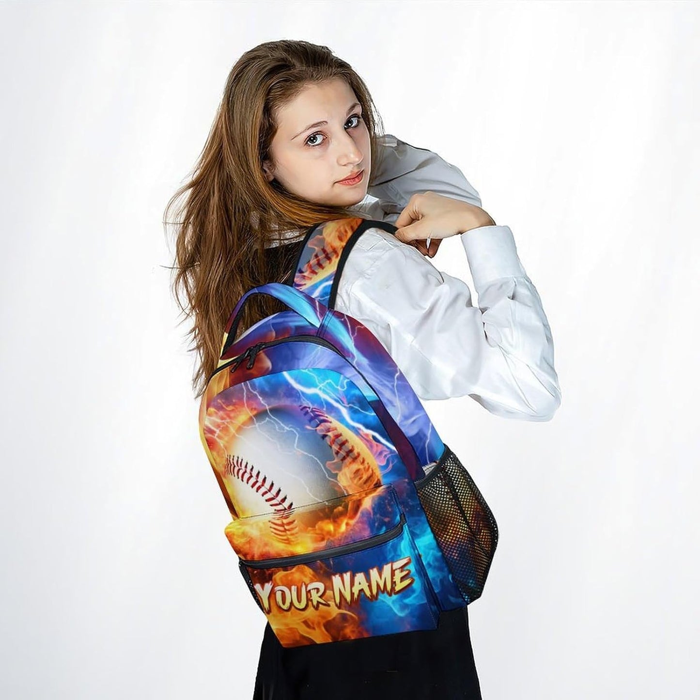 Personalized Kids Backpack, Baseball Backpacks for Boys, 17" Custom Bookbag for Primary Middle School, Durable School Bag for Children
