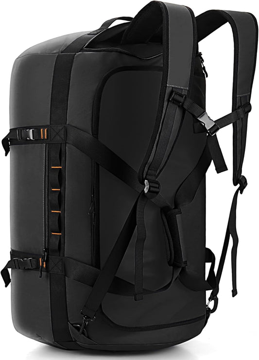 40L/60L/90L Large Waterproof Duffle Bag Backpack for Men, Mens Duffel Backpack Bags for Traveling, Heavy Duty (Black, 60L)