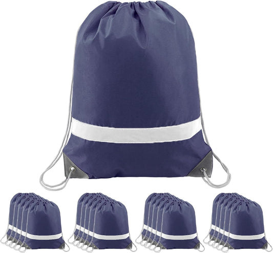BeeGreen Drawstring Backpack Bags 20,30,50 Packs Reflective String Bags for Gym Sport Trip Cinch Sack DIY for Women Men