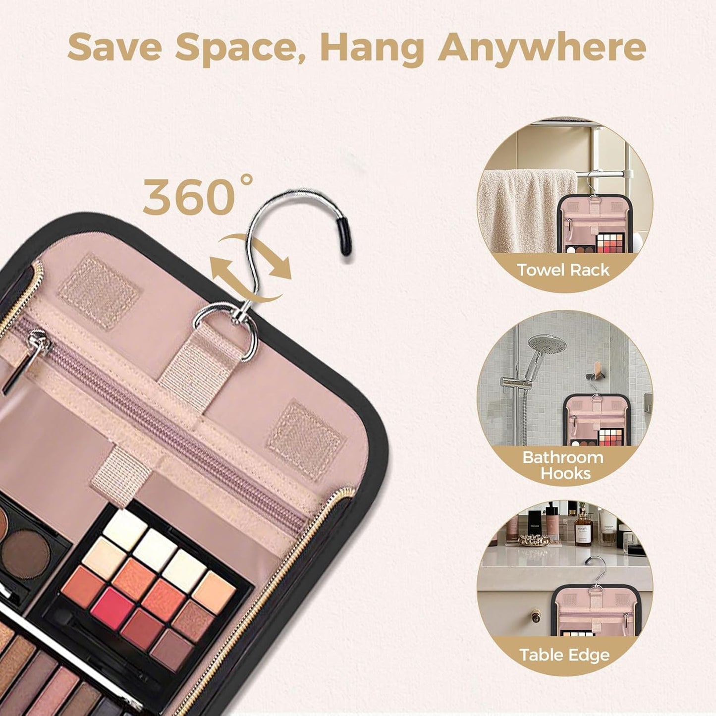 Hanging Toiletry Bag & Makeup Bag for Women with Jewelry Organizer - TSA Approved Large Capacity
