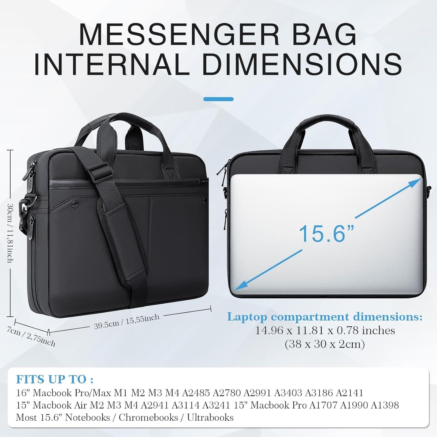 RAINYEAR 15.6 Inch Laptop Bag Laptop Shoulder Bag for Men, Expandable Waterproof Laptop Messenger