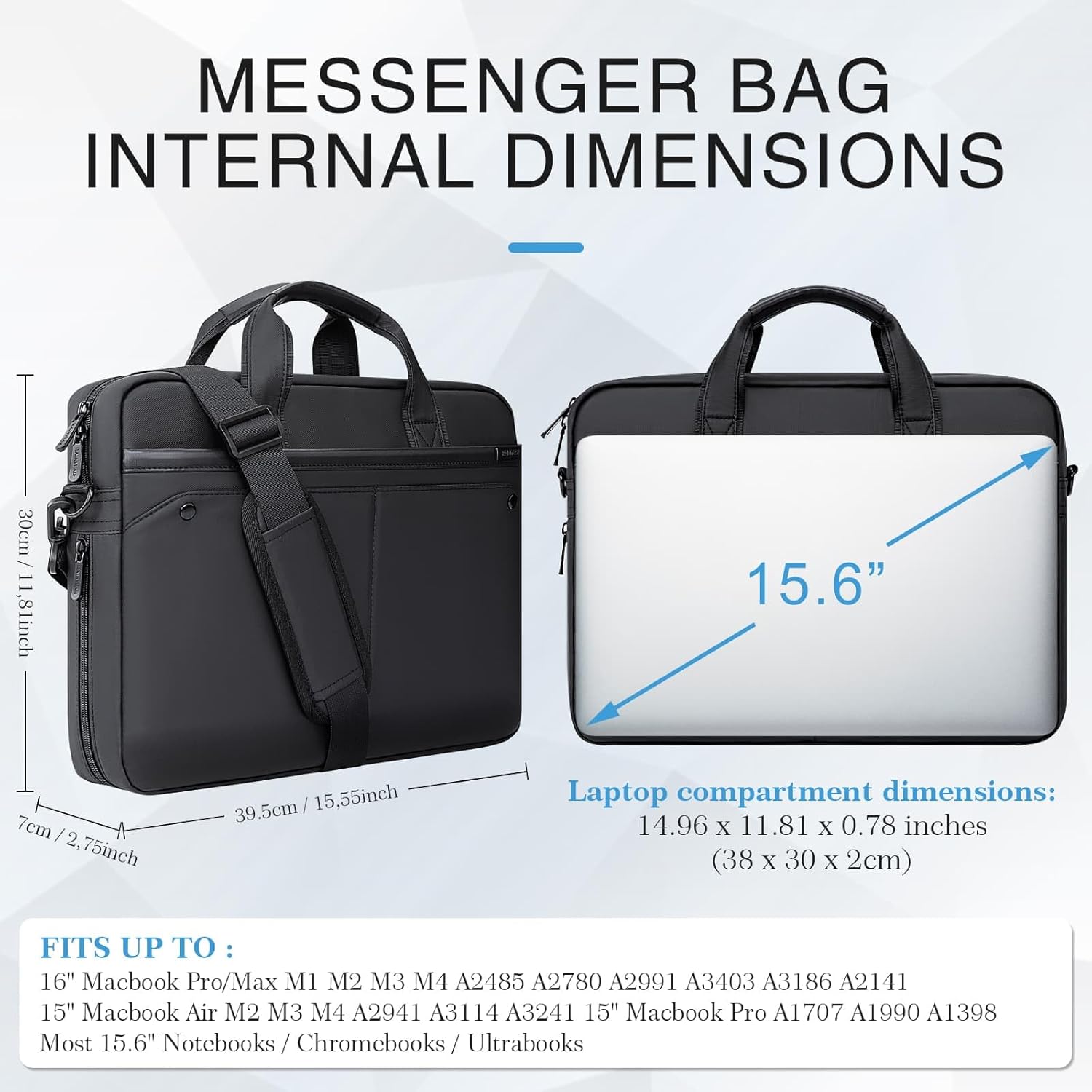 RAINYEAR 15.6 Inch Laptop Bag Laptop Shoulder Bag for Men, Expandable Waterproof Laptop Messenger