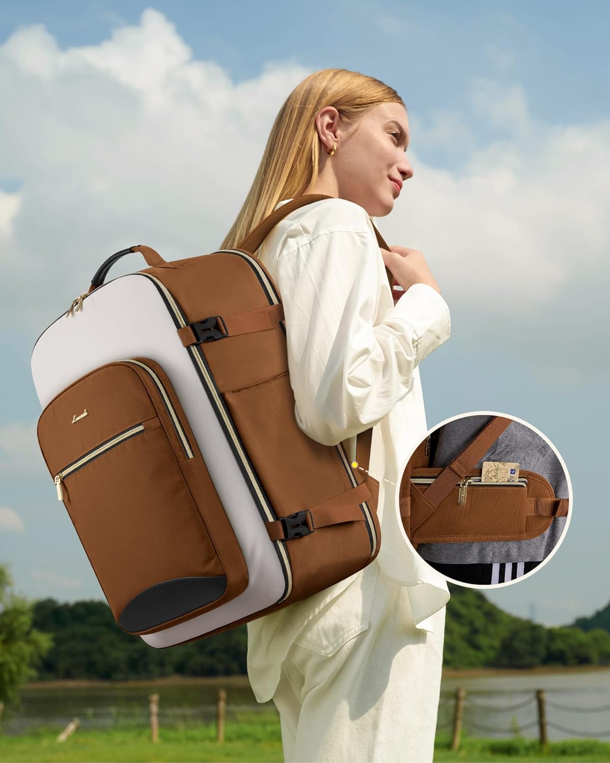 LOVEVOOK 56L Travel Backpack for Women & Men, Airline Approved Carry On Luggage with 3 Packing