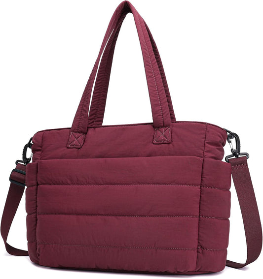 AOCINA Puffy Tote Bag for Women Quilted Work Bag Nurse Bags Women's Handbags for Travel