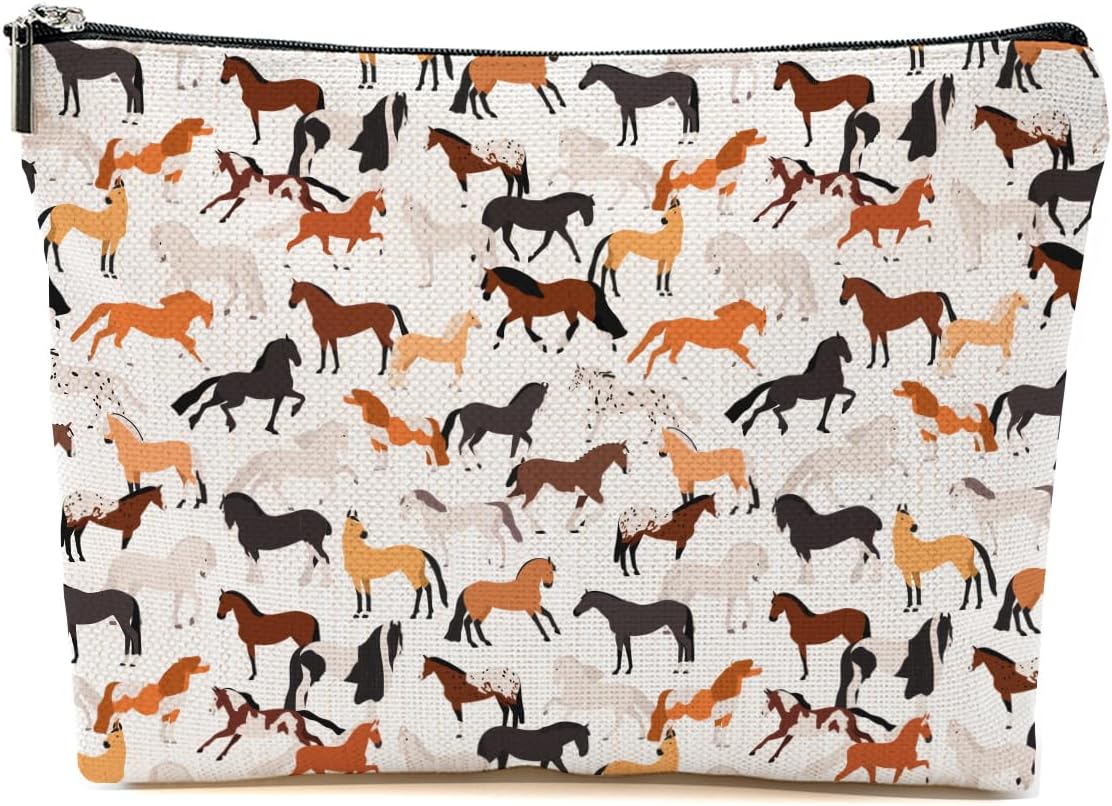Cute Horse Makeup Bag Horse Gifts for Girls Horses Lover Animal Lovers Coworkers Horse Accessories Horse Stuff Merch Travel Accessories Bag Mothers Day Christmas Birthday Gift Ideas Appreciate Gifts