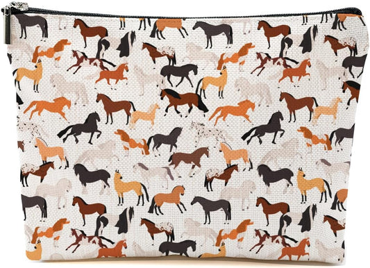Cute Horse Makeup Bag Horse Gifts for Girls Horses Lover Animal Lovers Coworkers Horse Accessories Horse Stuff Merch Travel Accessories Bag Mothers Day Christmas Birthday Gift Ideas Appreciate Gifts