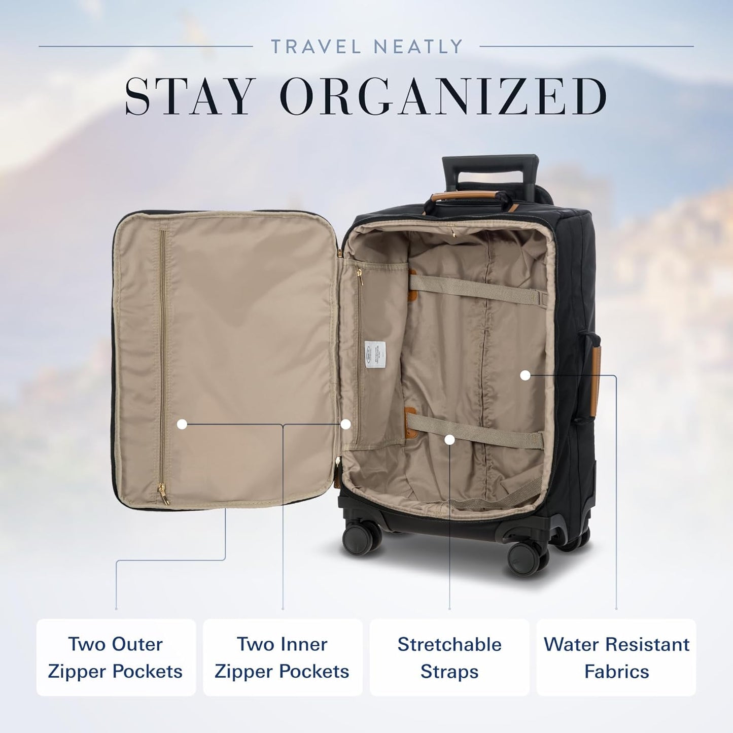 Bric's X Travel - Carry-On Luggage Bag with Spinner Wheels - 21 Inch - Luxury Luggage Bag - Black
