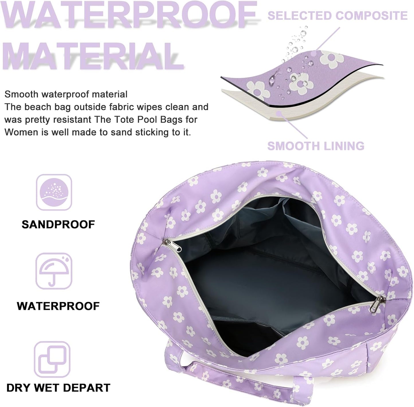 Bluboon Waterproof Beach Tote Pool Bags for Women Ladies Extra Large Carry On Bag With Wet Compartment for Weekender Travel