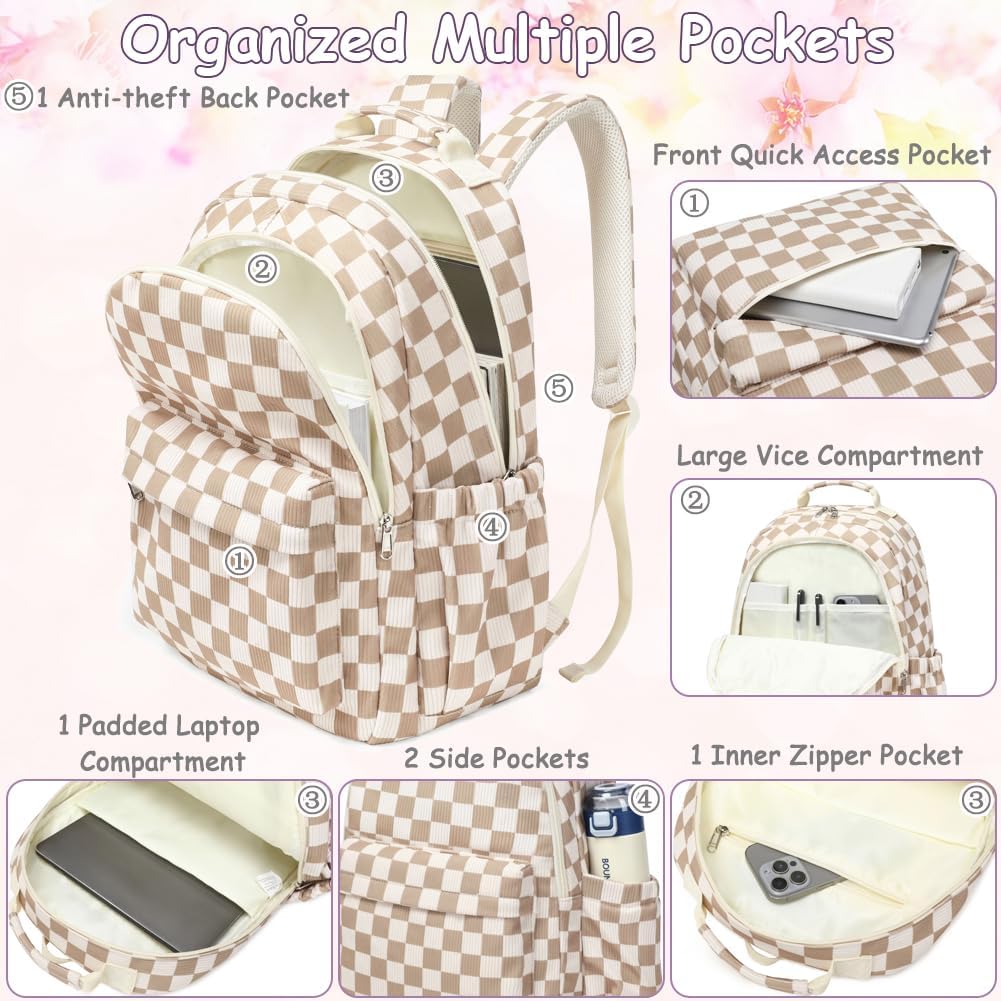 Meisohua School Backpack for Teen Girls Kids Bookbags Elementary High School Bags Corduroy Laptop Bag for Girls Women 17 inch Travel Daypacks