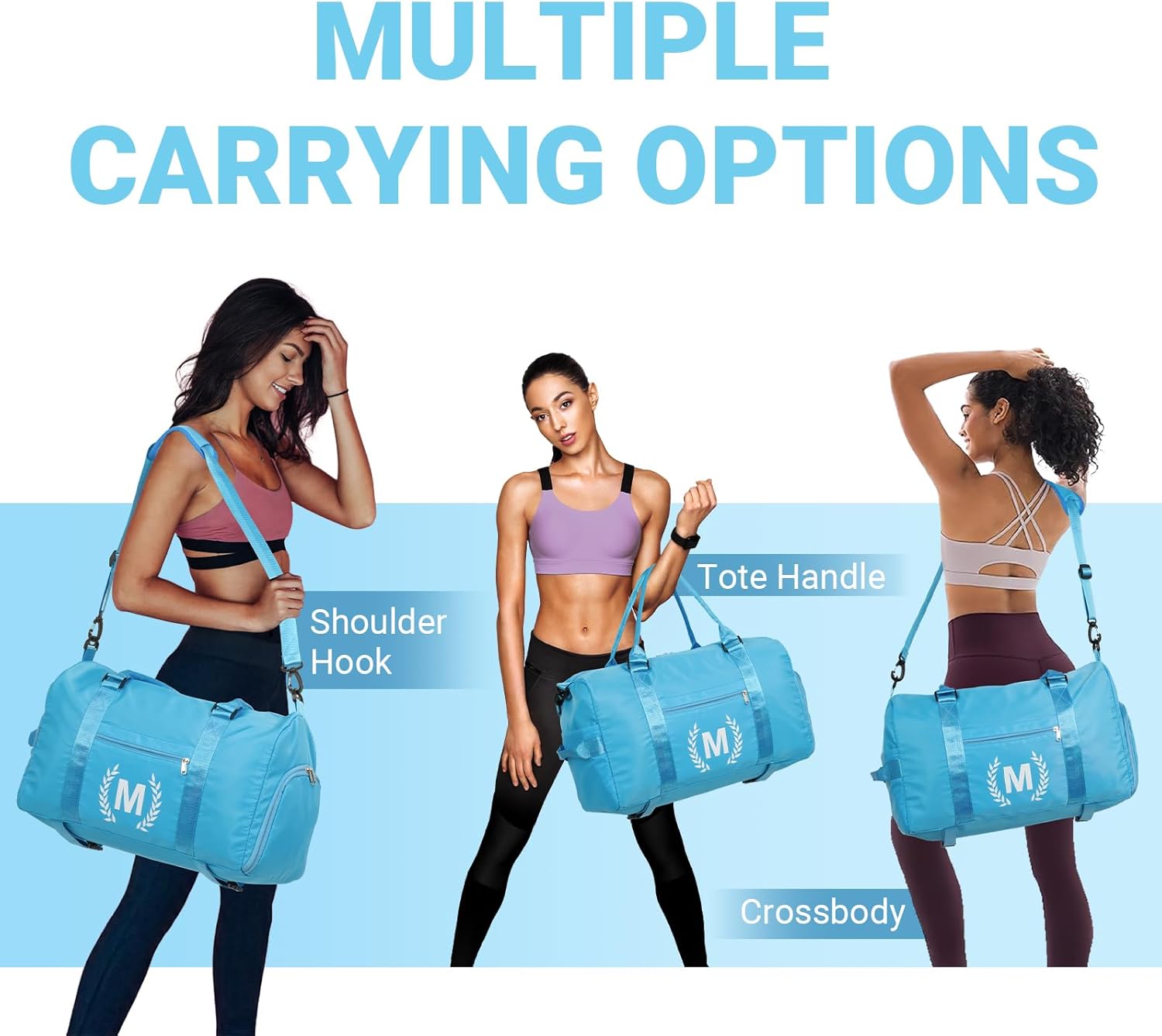 Gym Bag for Women, Personalized Duffle Bag with Shoe Compartment, Sports Bag for Yoga & Dance with