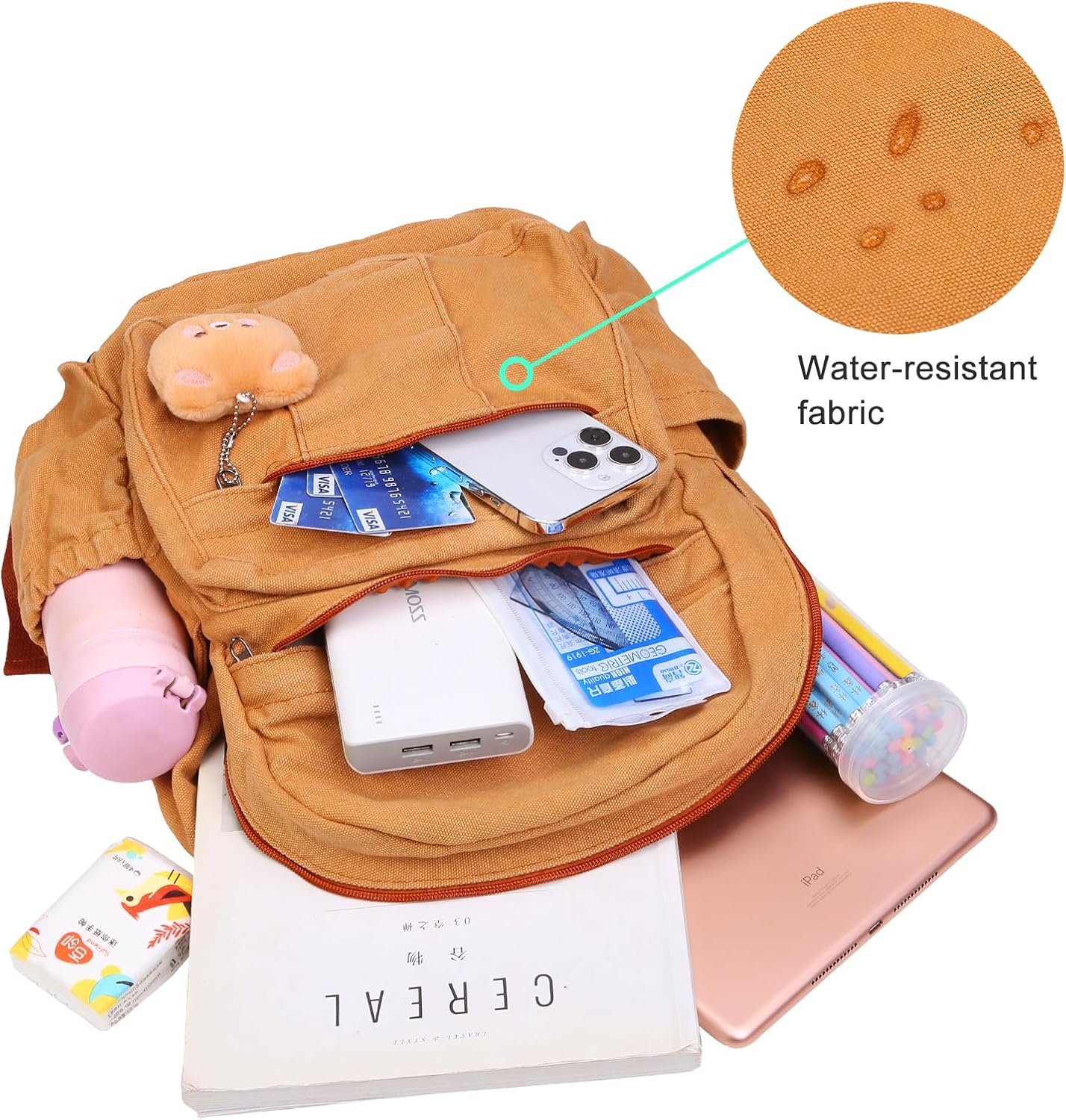 Phaoullzon Small Backpack Purse for Women Travel Vintage Canvas Casual Daypack,Dark Orange