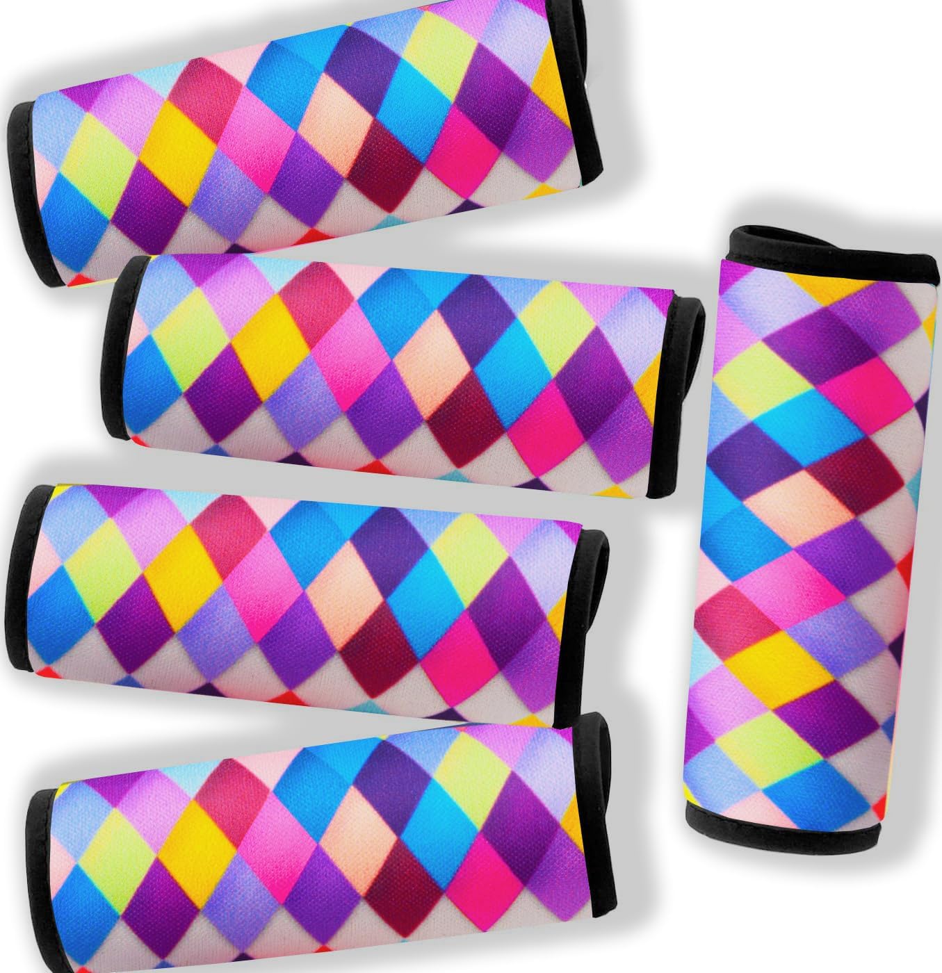 Suitcase Tags Identifiers-Luggage Handle Wrap Travel Luggage identifiers For Suitcases Unique Travel essentials for Airplane/Flying/Luggage (Colorful Check)