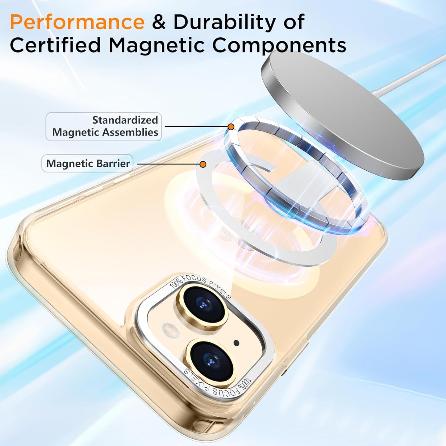 for iPhone 14 Case Compatible with Magsafe, Built-in Invisible Stand [Military Drop Protection] Strong Magnetic Shockproof Slim Protective Phone Case Cover for iPhone 14 6.1 (Clear)