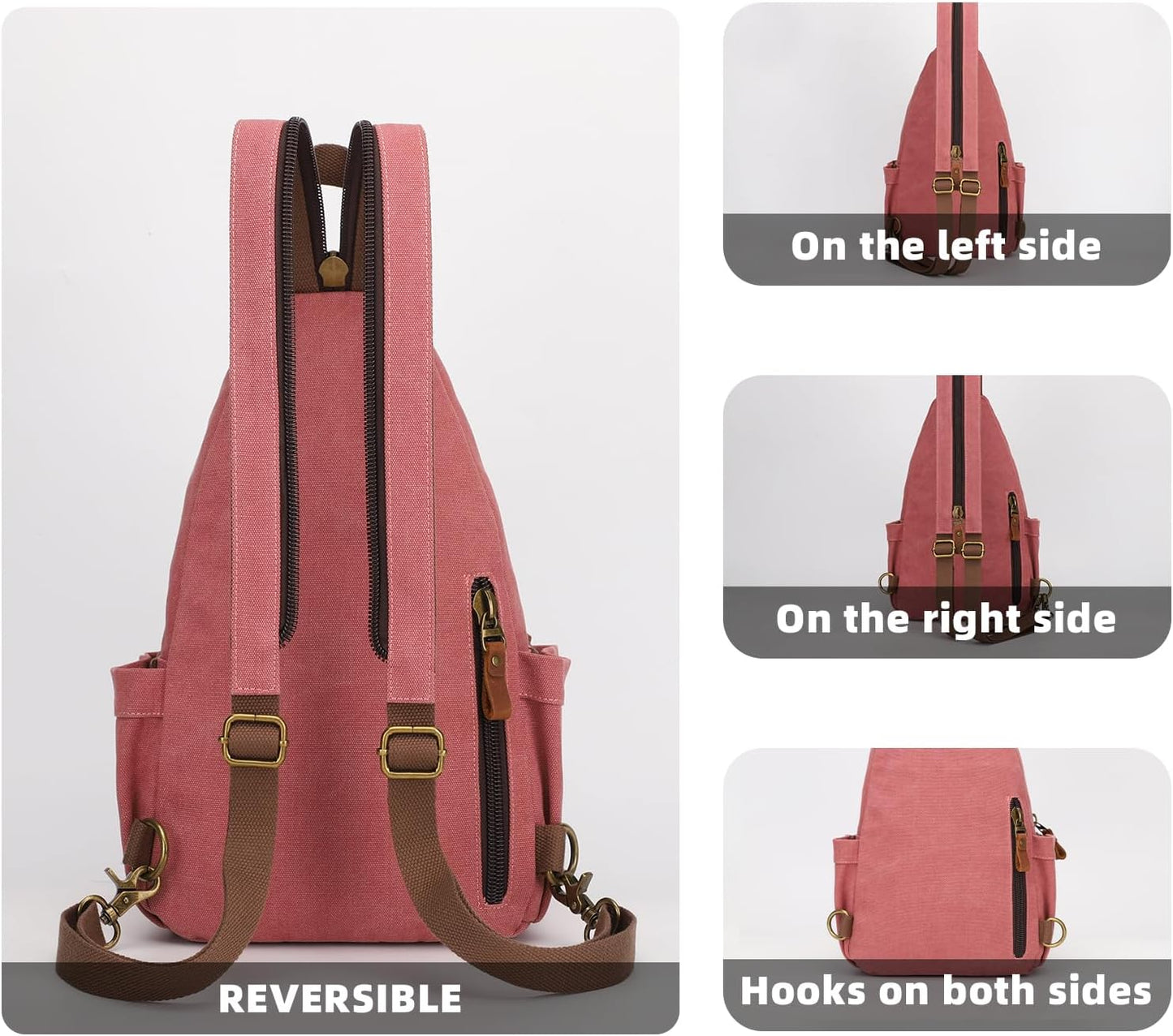 KouLi Buir Canvas Sling bag,Small Crossbody Backpack,Convertible Chest Bag Casual Daypack For Outdoor Cycling Hiking Travel