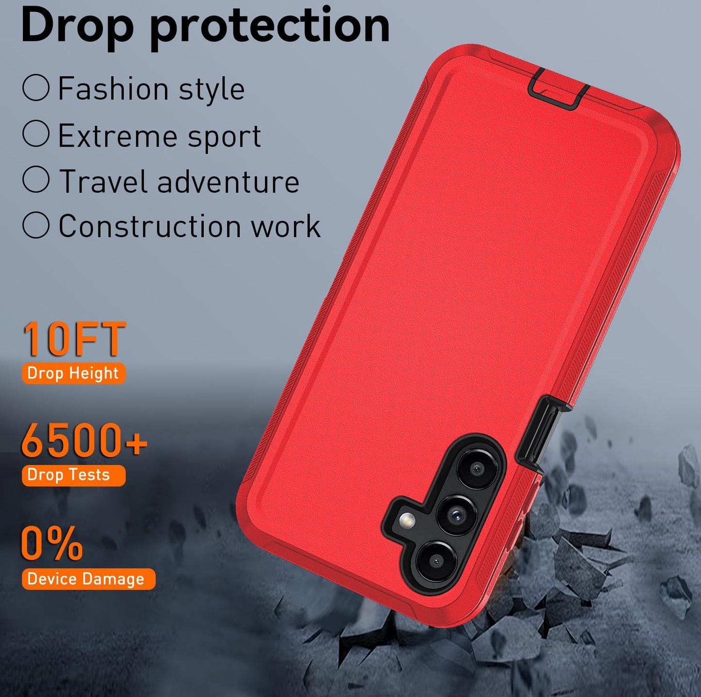 for Samsung Galaxy A17 5G case,A16 5G Heavy Duty case,with A Tempered Glass Screen Protector, [Military Grade Protective ] [Shockproof] [Dropproof] [Dust-Proof] (with Belt Clip-Red/Black)