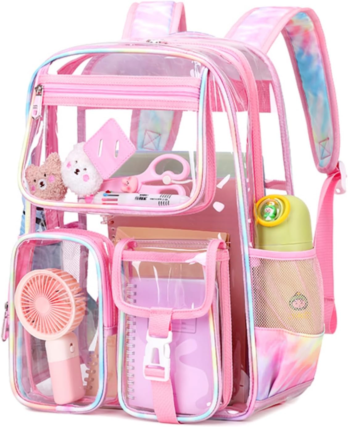 Clear Backpack for Girls Large Heavy Duty Transparent Bookbag for Middle School Kids Travel Daypacks