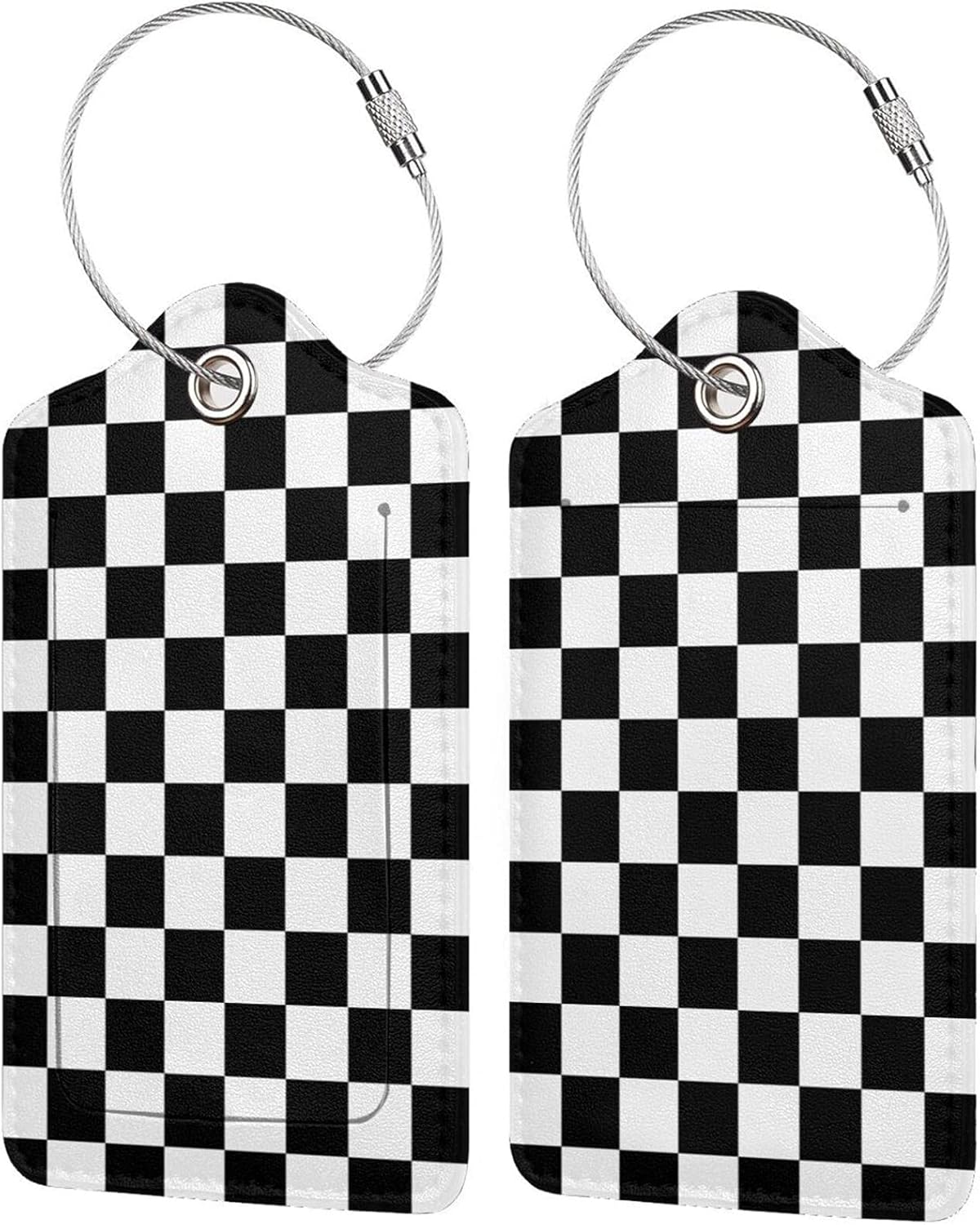 2 Pack Luggage Tags for Travel PU Leather Luggage Tag Name ID Labels with Privacy Cover for