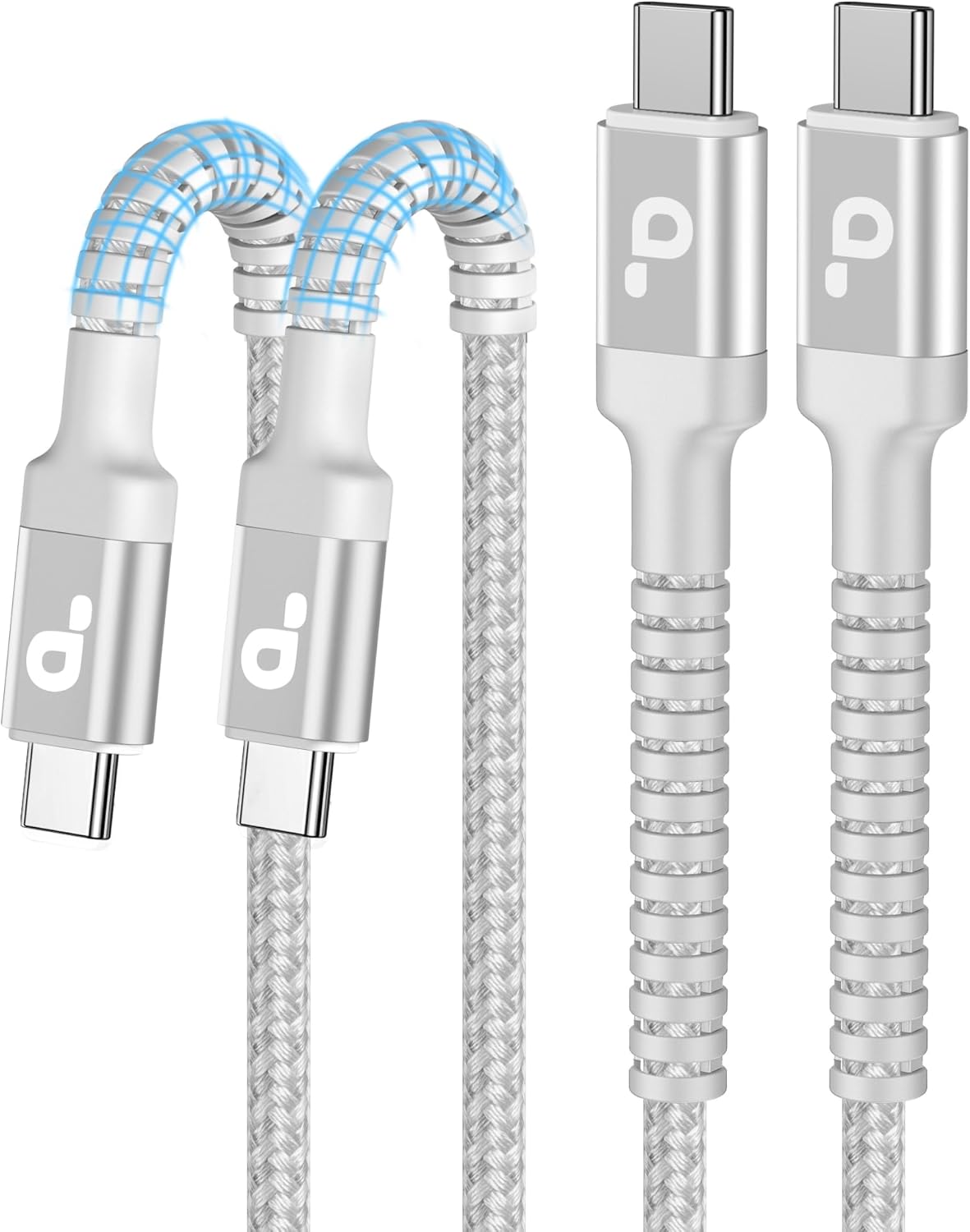 USB C to C Cable 3A Fast Charging [2 Pack, 6FT] USB Type C Cable Upgraded Extra Durable Braided USBC Cord iPhone USB C Charger for iPhone 17/16/15/Pro/Plus/Pro Max/Samsung Galaxy S23/LG/Switch-Silver
