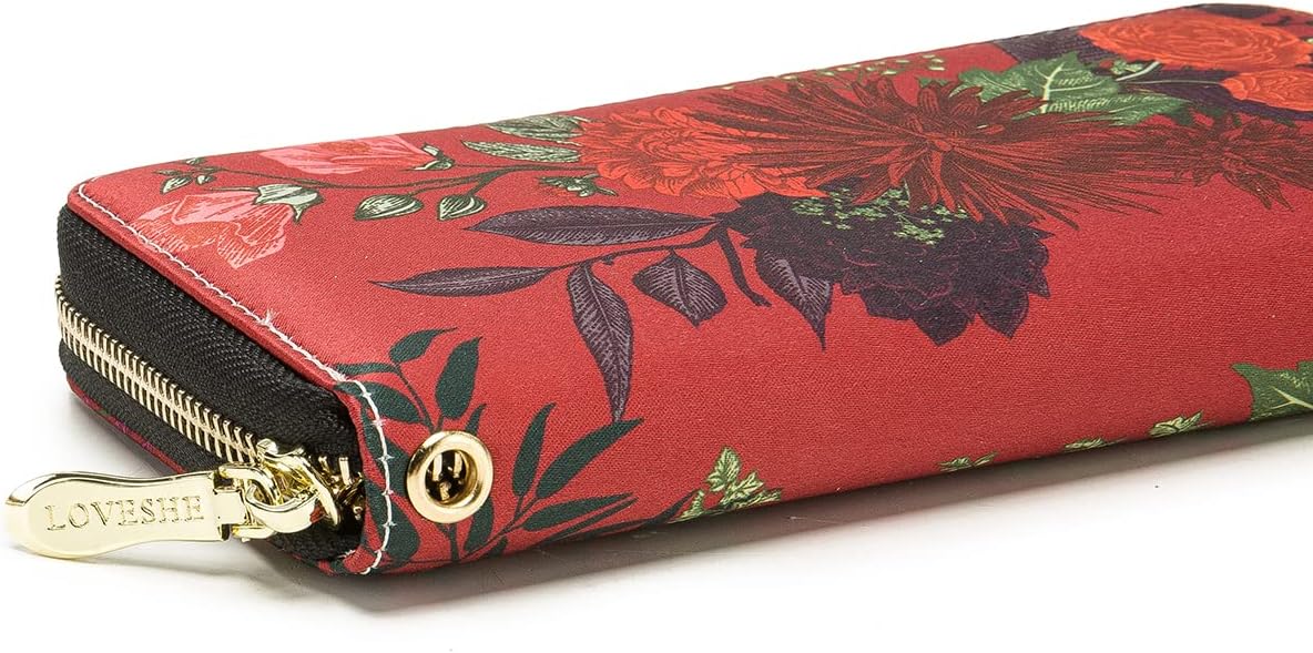 Women Wallet Card RFID For Womens Holder Blocking Credit Small Zipper Purse Pocket Bifold Slim Coin ID Ladies Wristlet Clutch Large Capacity Window Case Travel Zip Women's