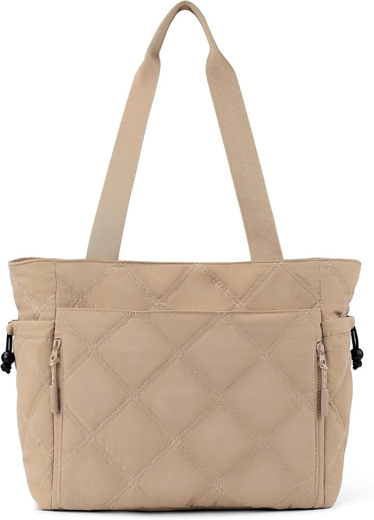 befen Laptop Tote Bag for Women Work, Travel Tote Bags Nurse Puffer Quilted Handbags, Lightweight Waterproof Beach Purse