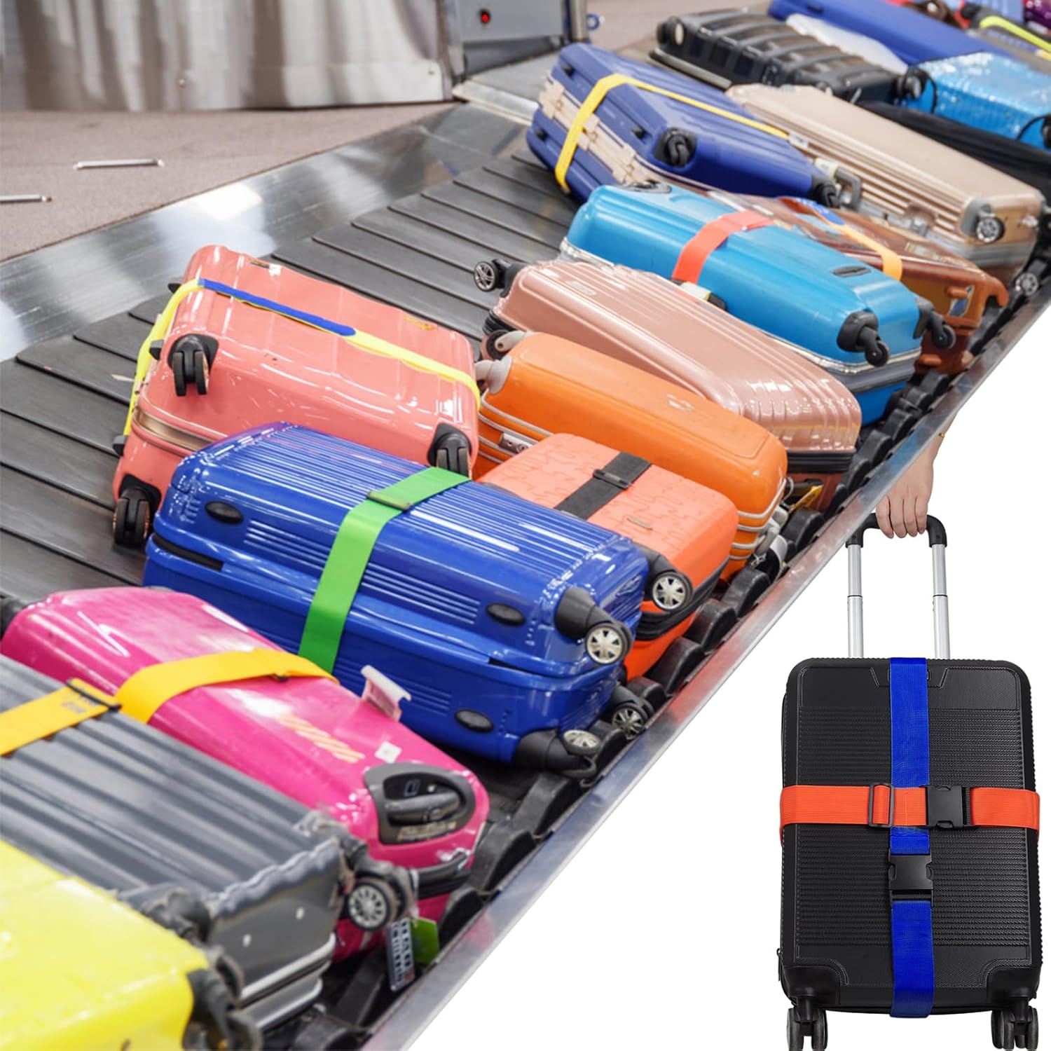 2Pcs Luggage Straps for Suitcase Travel Accessories TSA Approved, 80In Long Belts to Keep Your