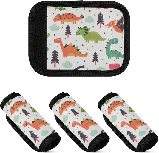 4Pcs Luggage Handle Wrap Suitcase Identifier Handle Covers Tags Soft Travel Bags Luggage Handle Gripper Accessories for Airplane Flying Colorful Dinasour