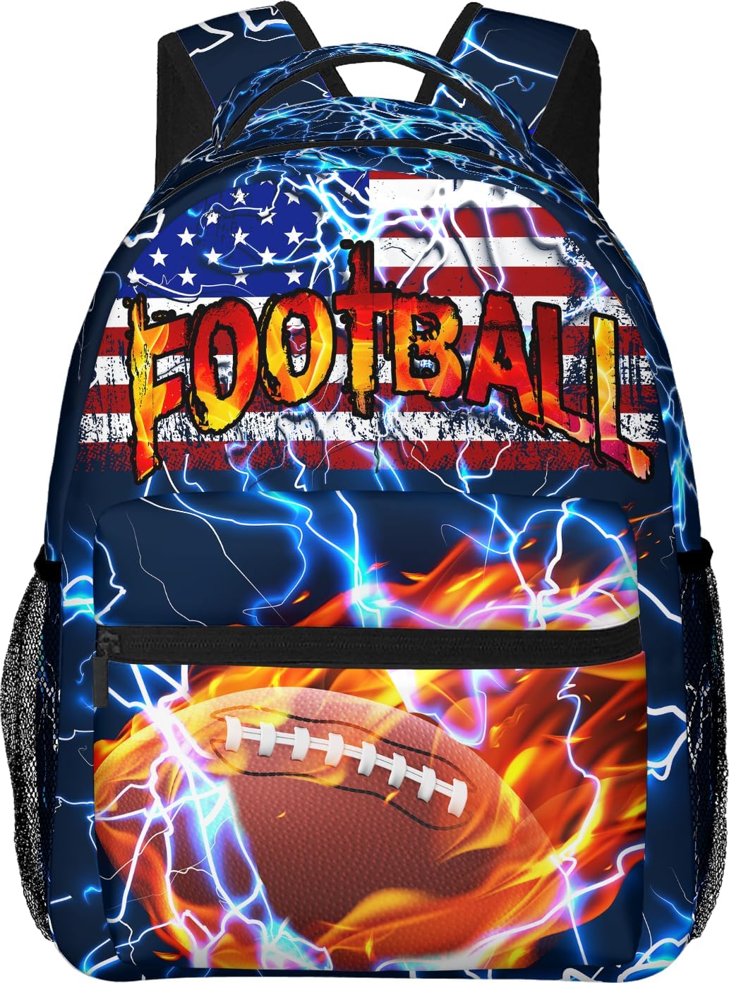 Football US Flag Kids Backpack for Boys Girls Rugby Patriotic Elementary Schoolbag Kindergarten Gamepad Bookbags Preschool Toddler Book Bags Travel Bag Hiking Camping Rucksack Daypack