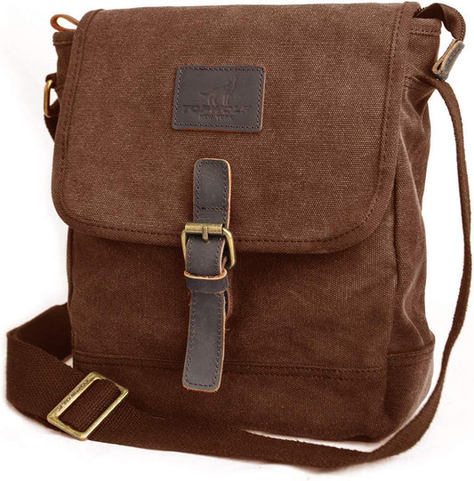 Canvas Messenger Bag Small Crossbody Bag Casual Travel Working Tools Bag Shoulder Bag Hold Phone Handset Anti Theft