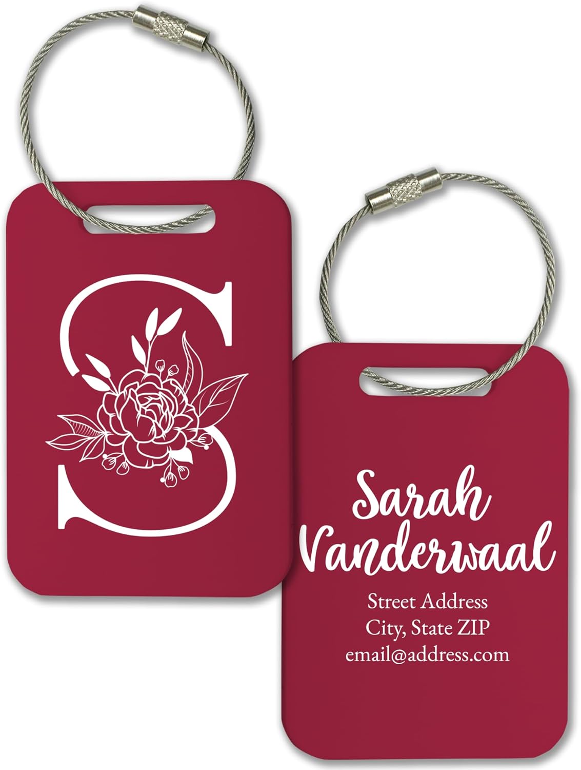 Personalized Monogram Name Tag for Luggage (3 or 6 Count Pack) | Custom Tag for Suitcase | Acrylic