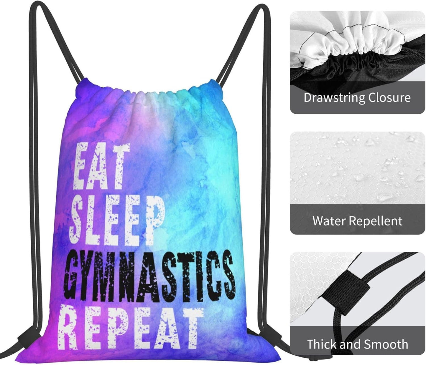 Gymnastics Drawstring Backpack Light Gym String Bag Pink Water Resistant Sackpack Sport Yoga Daypack For Womens Mens