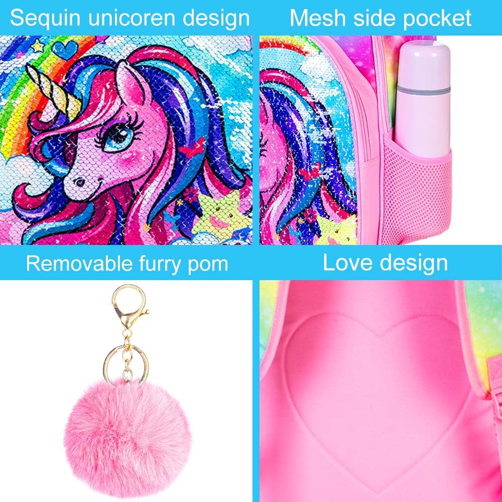 16" Backpack for Girls Boys 4-8, 3Pcs Kids Bookbag Set with Lunch Box, School Bag for Preschool