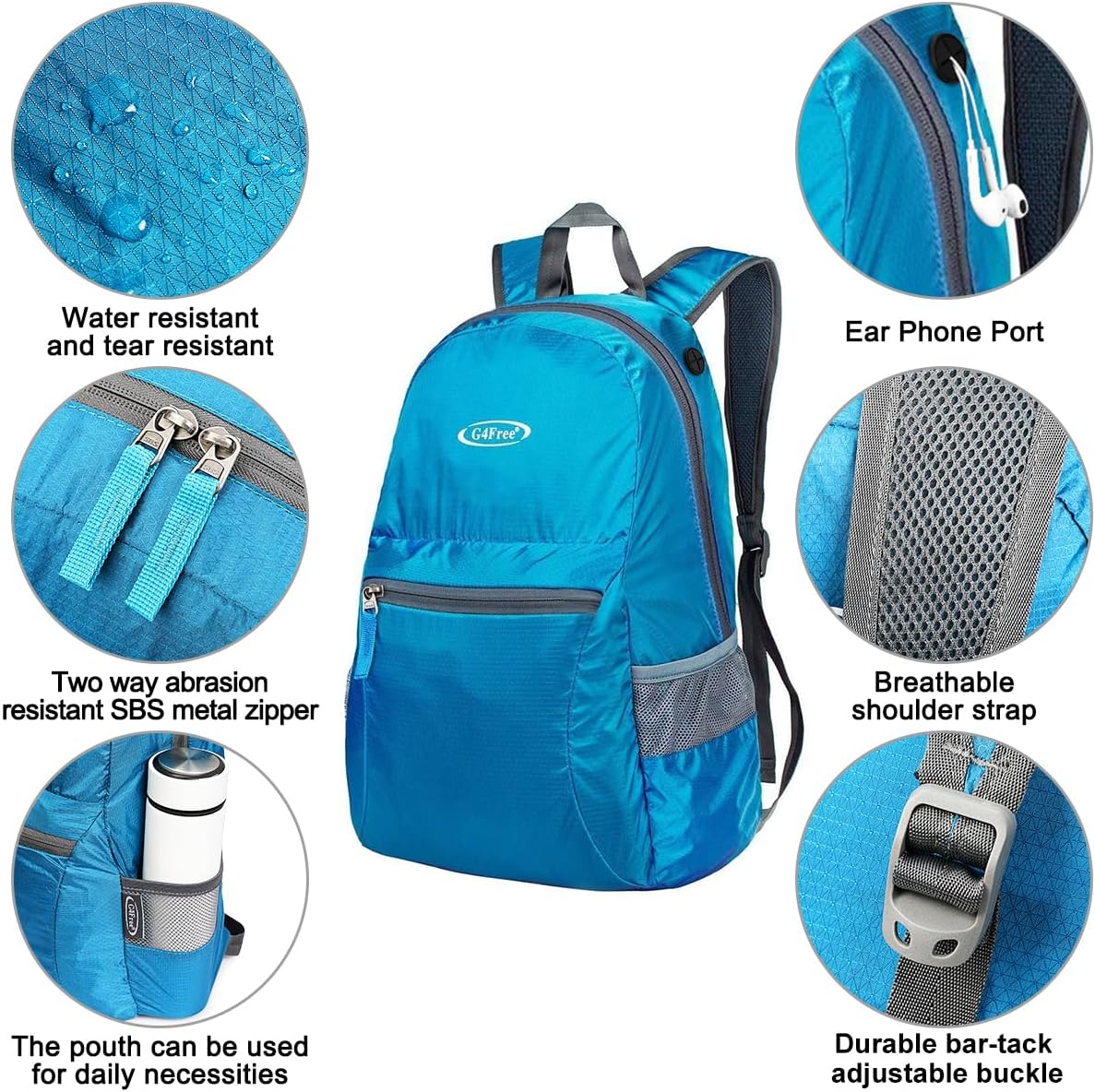 G4Free 20L Lightweight Packable Backpack Travel Hiking Daypack Foldable Backpack for Men Women