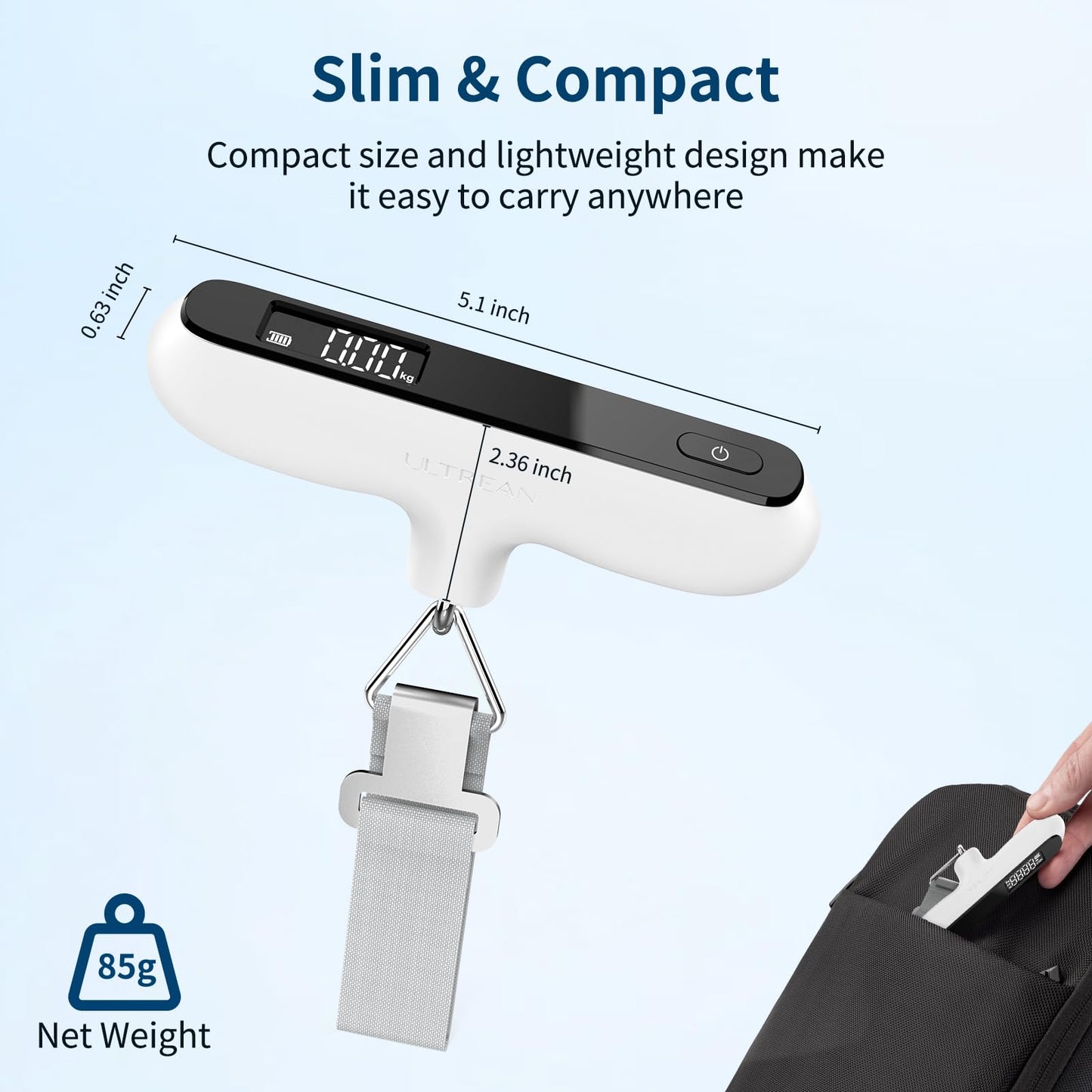 Ultrean Luggage Scale, 110lb Digital Suitcase Weight Scale for Travel, Portable Handheld Baggage