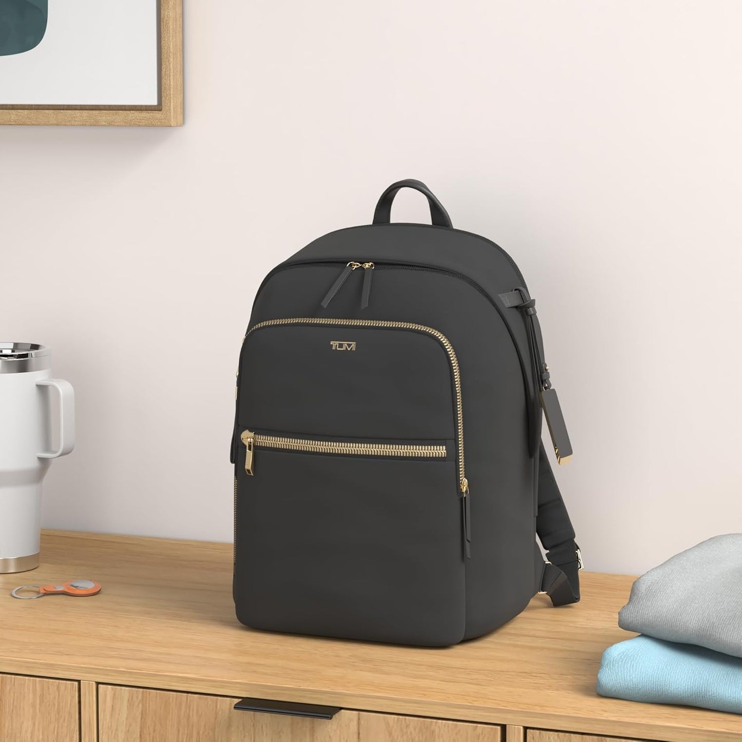 TUMI Women's Halsey Backpack, Black/Gold, One Size
