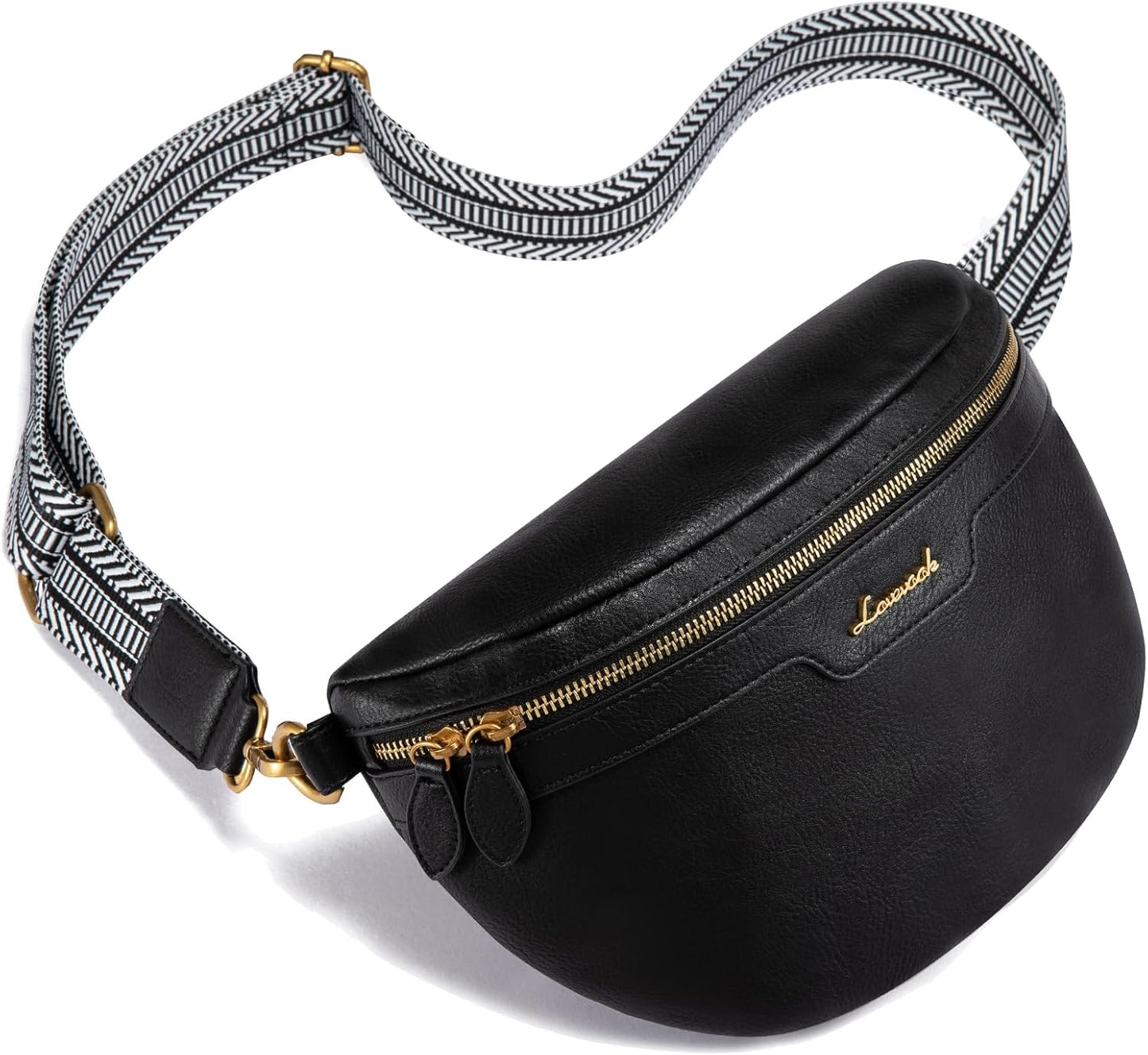LOVEVOOK Fanny Packs for Women Cross Body, Vegan Leather Belt Bag for Women, Waterproof Sling Purse Fashion Waist Pack Designer Chest Bum Bag with Boho Style Strap