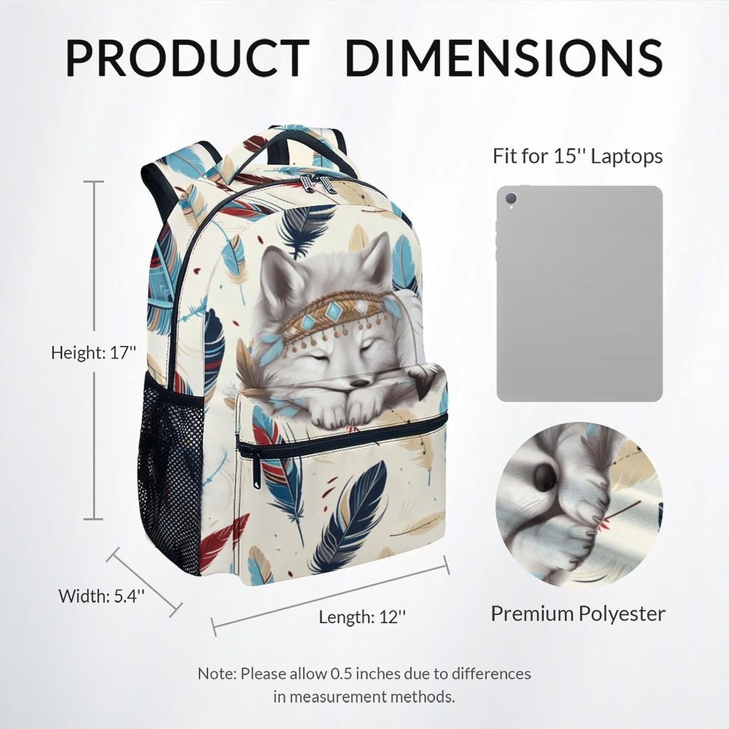 UNIKITTY Kids Backpack - School Backpack for Girls Boys, Cute Wolf Backpacks with Adjustable