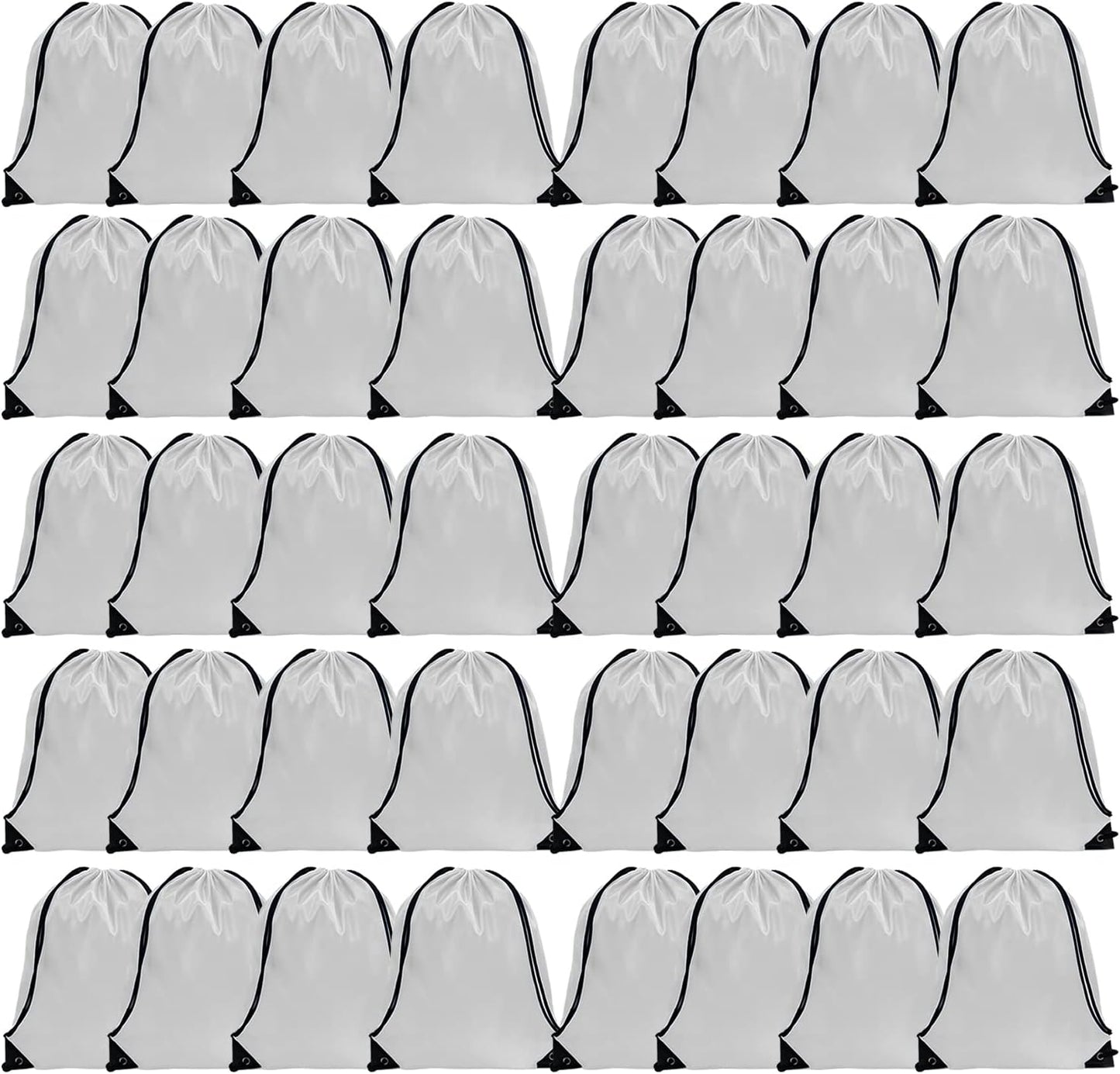 GoodtoU Drawstring Bags Bulk, 40 Pcs Draw String Bags Cinch Bag Drawstring Gym Bag Sackpack Backpack for Women Men, White