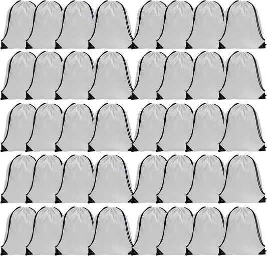 GoodtoU Drawstring Bags Bulk, 40 Pcs Draw String Bags Cinch Bag Drawstring Gym Bag Sackpack Backpack for Women Men, White
