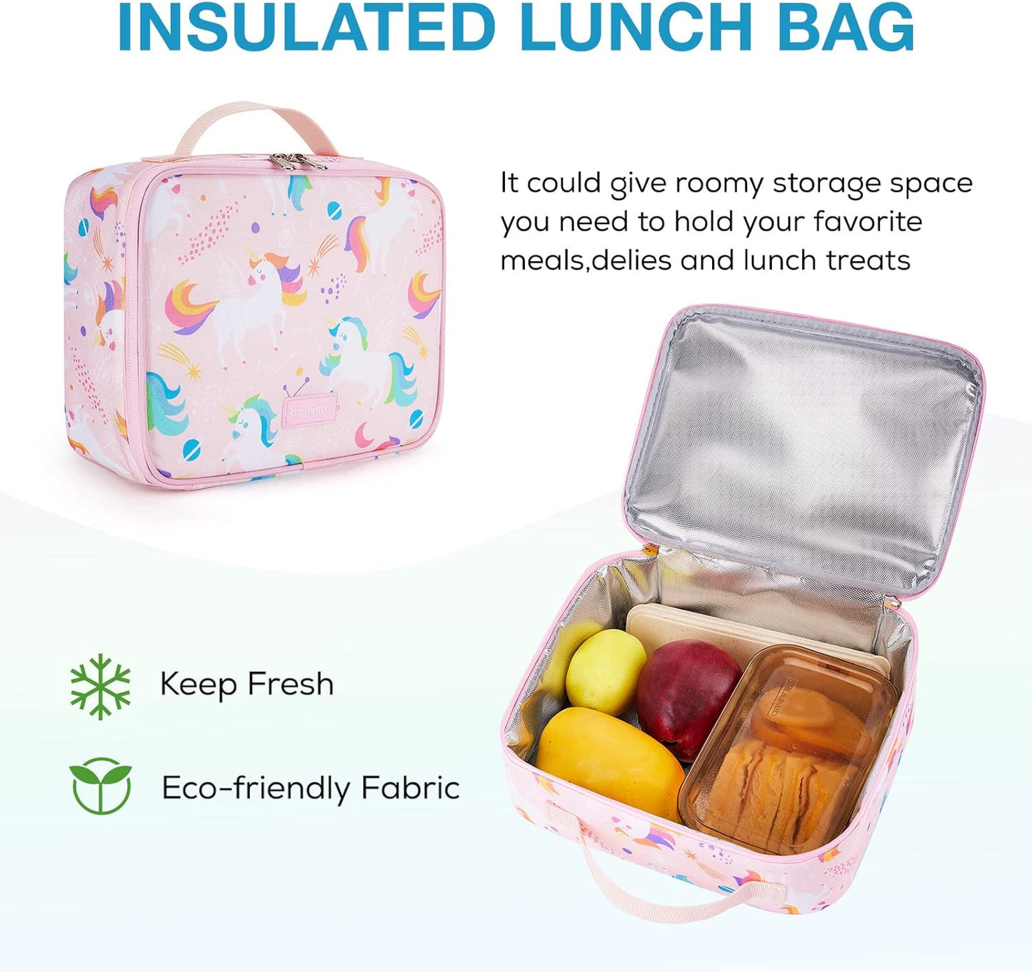 mommore Kids Backpack for Boys Girls Preschool Kindergarten Backpacks Lightweight Elementary School Bookbag with Lunch Box