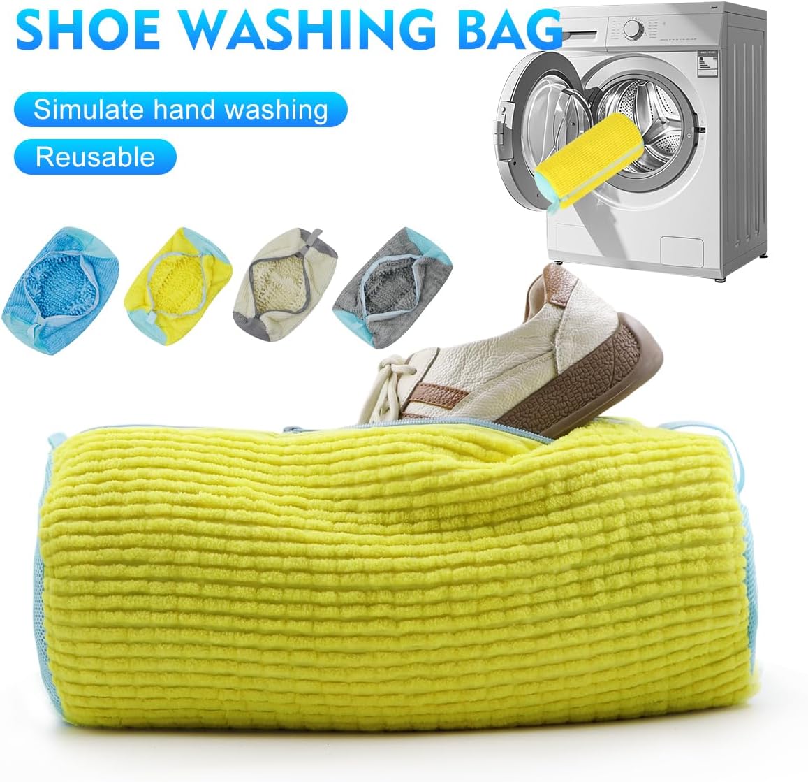 Reusable Shoe Washing Bag for Washing Machine - Simulate Hand Wash, Protect Shoes & Fit All