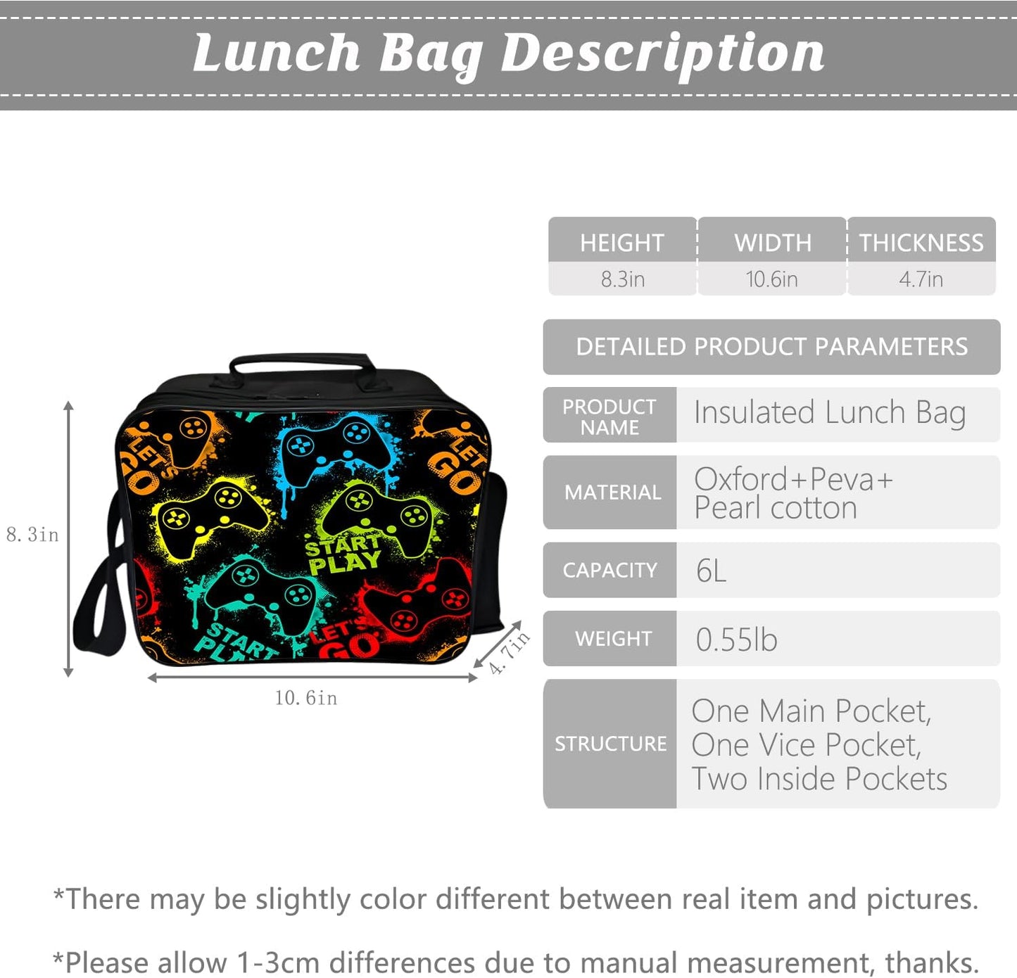 Gaming Backpack Kids Bookbag 16inch Schoolbag With Lunch Box Bag And Pencil Case Set For Boys Girls