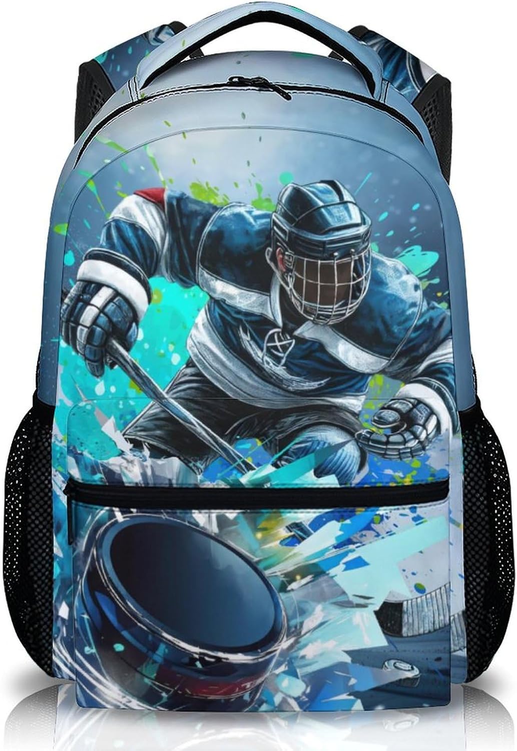 Hockey School Backpacks for Boys, Hockey Bookbag for Students Teens 10-12, 17 Inch Lightweight with Pockets Daypack Bookbag for Primary Travel Camping, Back to School Essentials