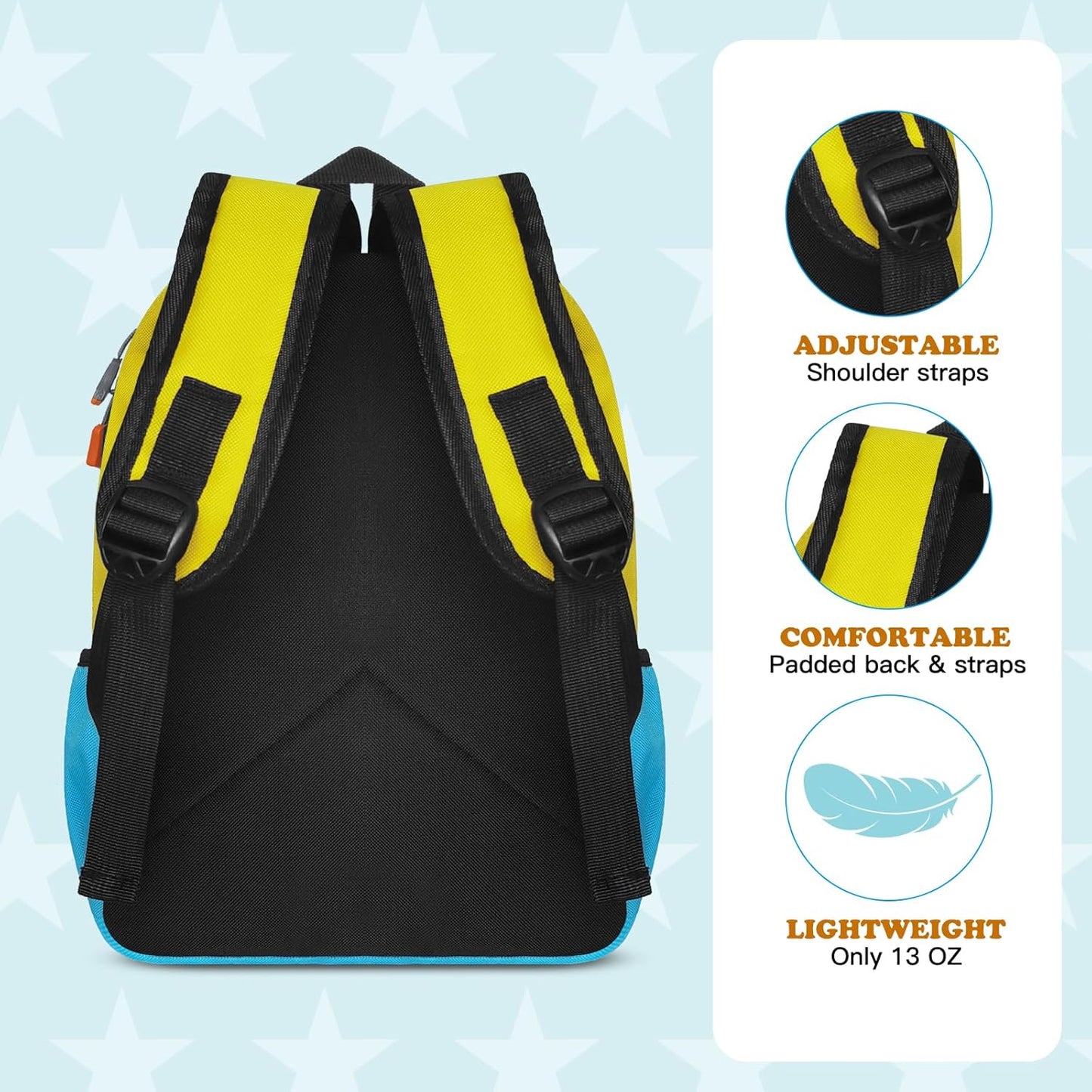 Little Kids Backpack for Girls Boys - Toddler Preschool Backpack School Bag Cute Kindergarten Backpack for Aged 3-6, Yellow Blue