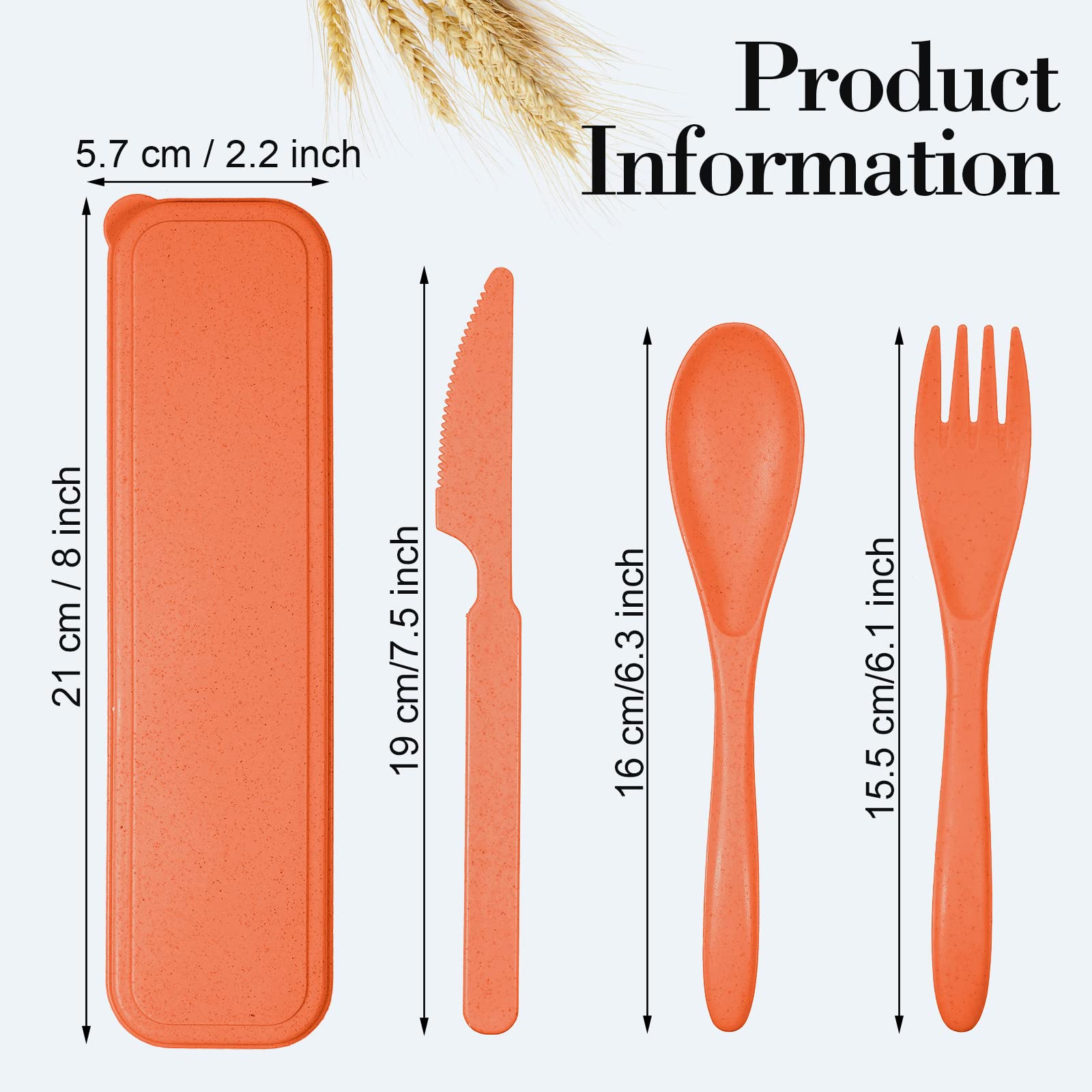 Yahenda 28 Sets Reusable Travel Utensils Set with Case Wheat Straw Cutlery Portable Spoon Knife