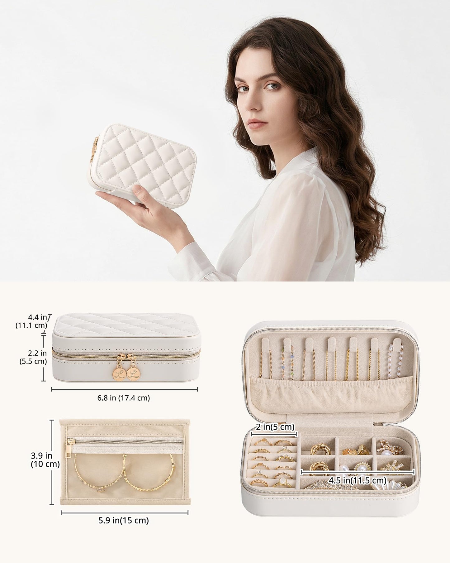 Lolalet Travel Jewelry Case for Women Girls, Travel Jewelry Organizer with Clear Storage Bag Small