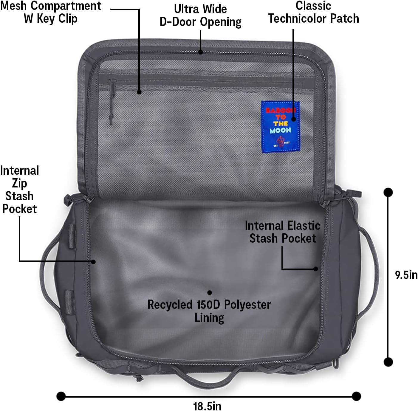 Baboon to the Moon Go-Bag Mini 32L – Detachable Straps, Small Duffle Bag for Travel, Gym Bag for Women, Mens Travel Bag, Duffel Bags for Traveling, Travel Duffel Bags for Women (Grey)