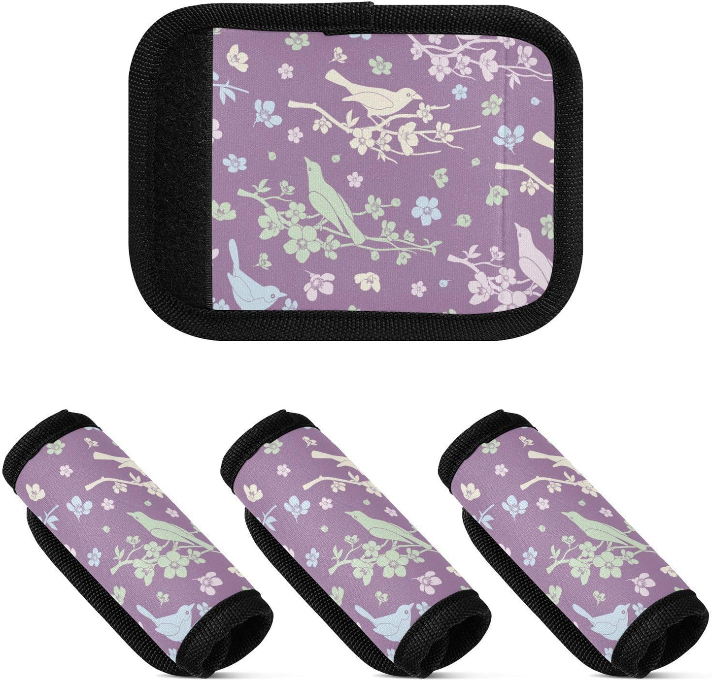 Flowers Birds Blossom Branch 2 Pack Luggage Handle Wraps Covers for Suitcase Identifiers Bag Tags Travel Accessories