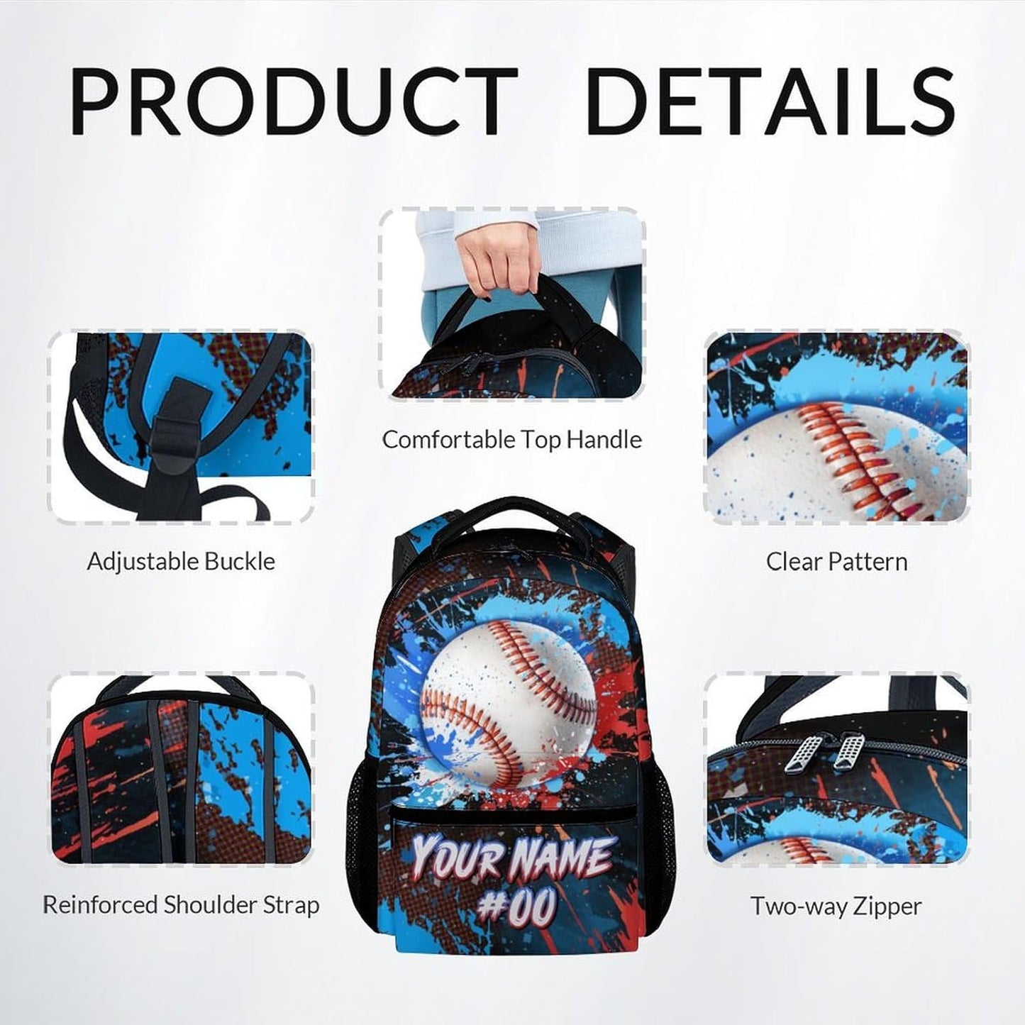 COZYAURA Backpack for Kids - Personalized Baseball Backpacks Set for School - Boys Bookbag with Lunch Box - Youth Back Pack for Elementary Middle School